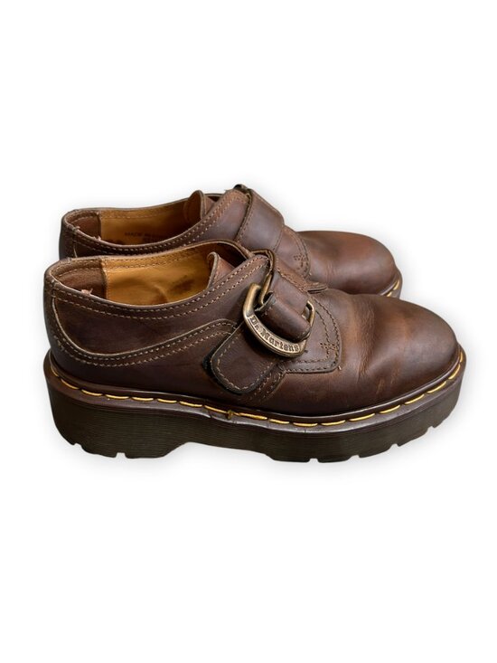 VINTAGE Dr Martens Gaucho Leather Shoes Brown Monk Strap Oxford Buckle Y2K M5 W6 main image 5